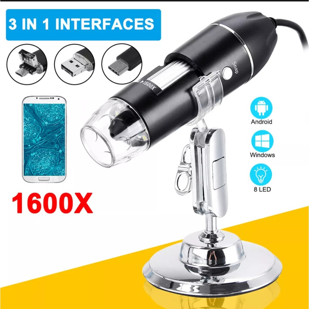 Kính hiển vi điện tử kết nối điện thoại và máy tính phóng đại 1600X Digital Microscope USB connect