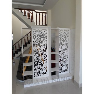 Vách ngăn chắn phòng khách hoa cúc hiện đại liền kệ( 2 vách- 2 kệ) chính hãng IGA- IG483