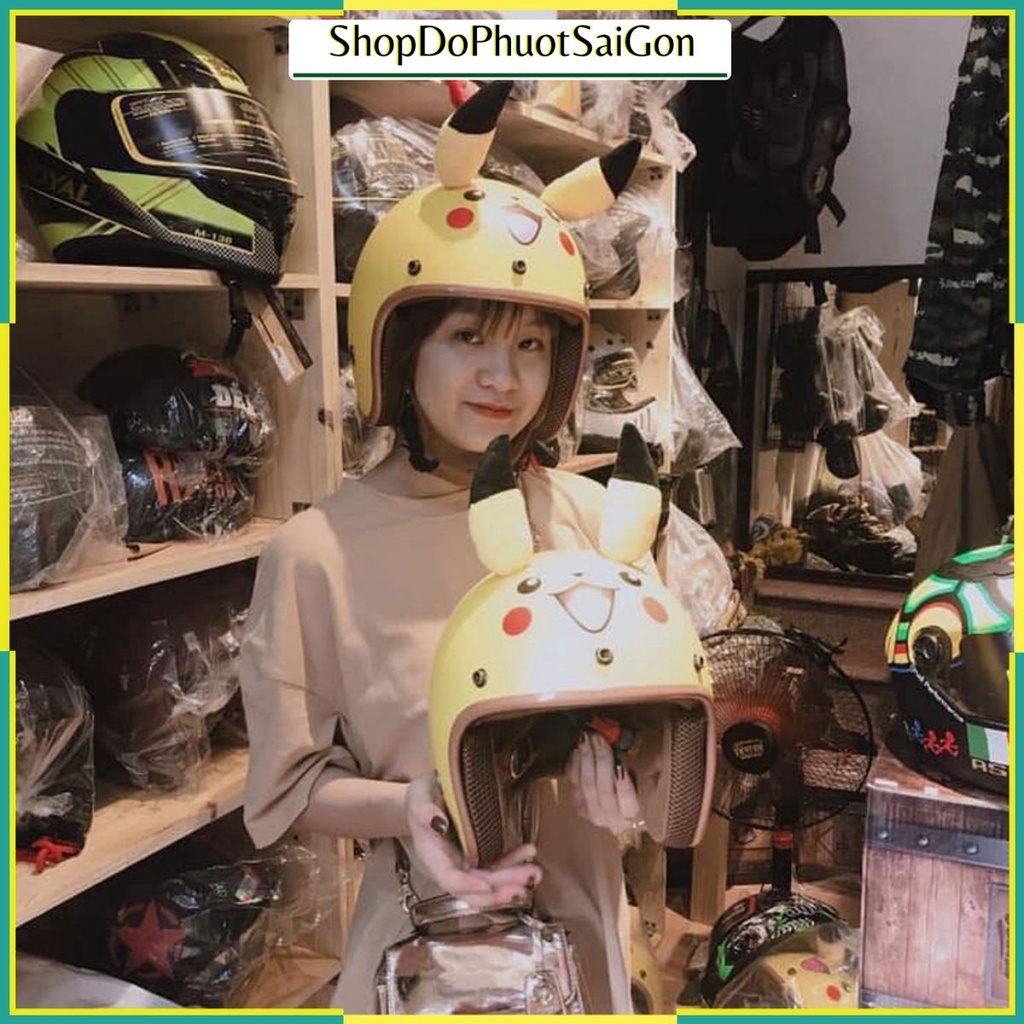 Mũ bảo hiểm 3/4 Pikachu có tai