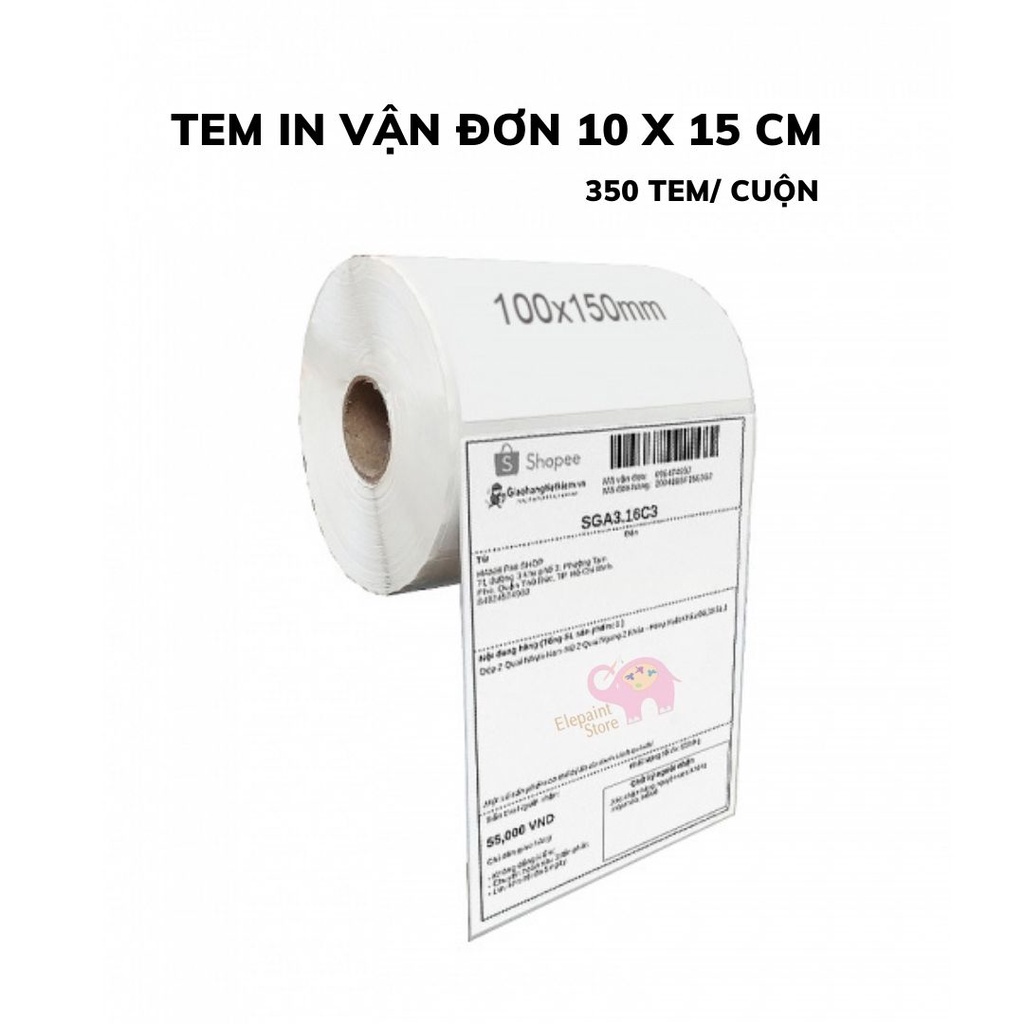 Cuộn 350 tem in nhiệt in vận đơn A6