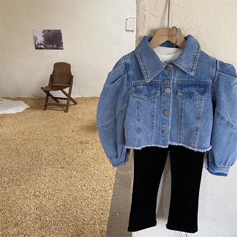 Áo khoác jeans bé gái, áo khoác bò mềm sành điệu cho bé size 10-30kg