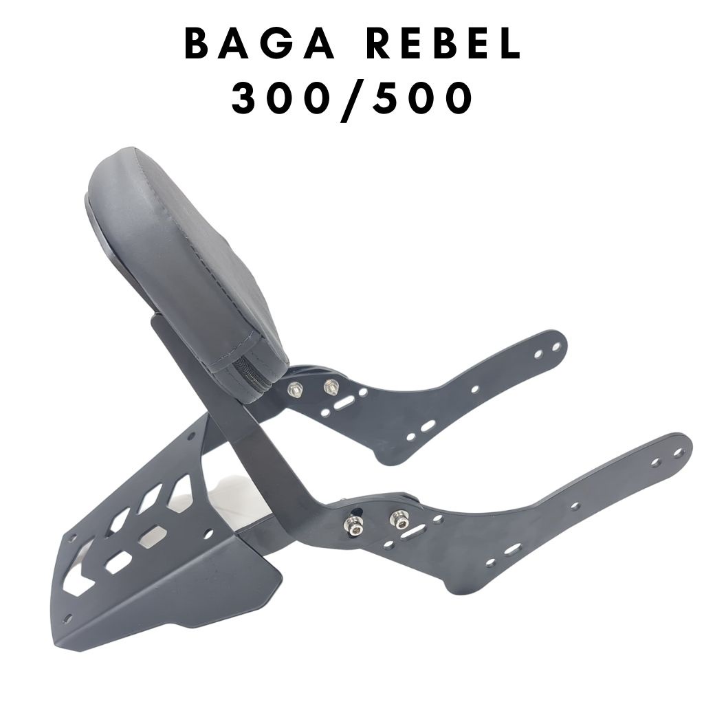 Baga rebel500 baga rebel300 baga rebel250 có tựa lưng điều chỉnh độ nghiêng. Có vị trí gắn ốp chắn bùn, thùng sau
