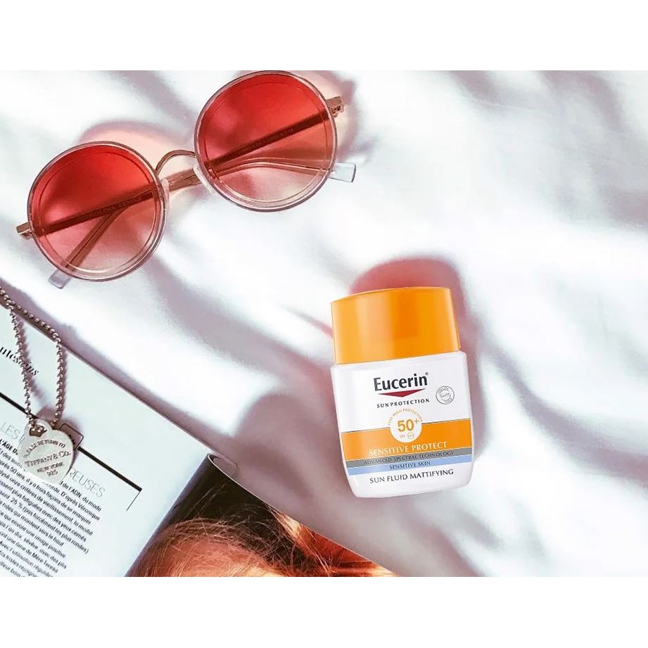 Kem Chống Nắng Dành Cho Da Thường Và Da Hỗn Hợp Eucerin Sun Fluid Mattifying Sensitive Protect SPF 50+ 50ml