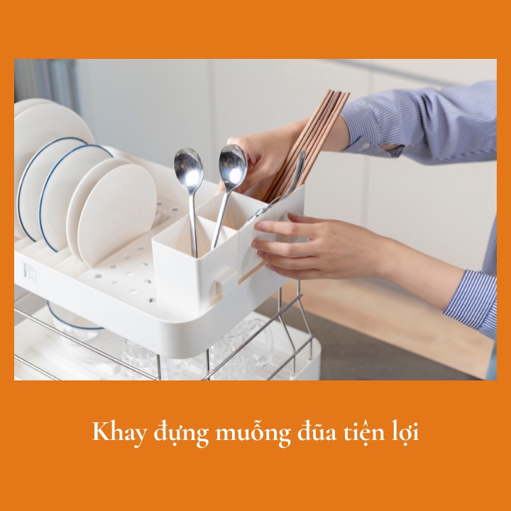 Kệ giá úp chén bát inochi úp đĩa tô, thông minh, cao cấp, kháng khuẩn Nhật Bản, không nắp đậy, thoát nước Vapu HCM