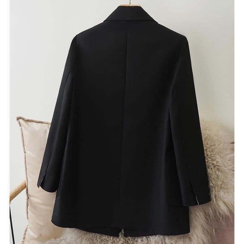 Áo vest nữ blazer 4 cúc tay bẻ phối kẻ hàng Quảng Châu cao cấp