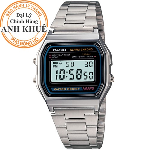 Đồng hồ nam dây kim loại Casio chính hãng Anh Khuê A158WA-1DF