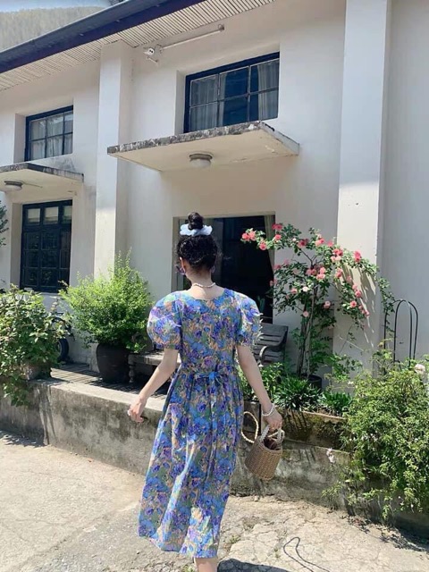 [Mã WASTMAY giảm 15% tối đa 30K đơn 150K] đầm hoa cổ vuông hàng thiết kế cao cấp VHS012131 | BigBuy360 - bigbuy360.vn