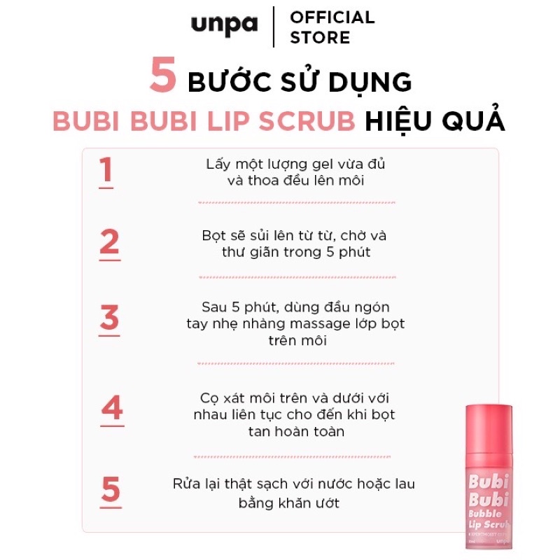 Tẩy tế bào chết cho môi Unpa Bubi Bubi chính hãng tuýt 10ml