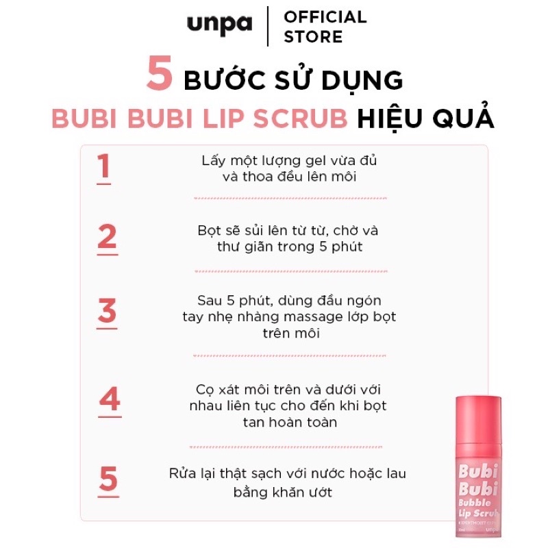 Tẩy tế bào chết cho môi Unpa Bubi Bubi chính hãng tuýt 10ml