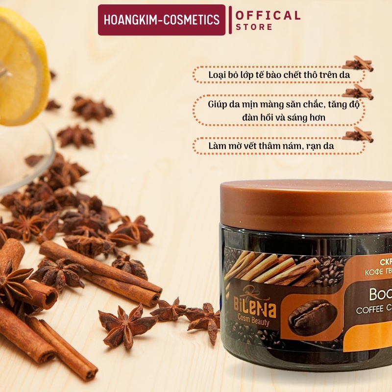 Tẩy Tế Bào Chết Body Quế Hồi & Cà Phê Bilena Cosm Beauty Body Scrub Coffee Cloves Cinnamon 380g