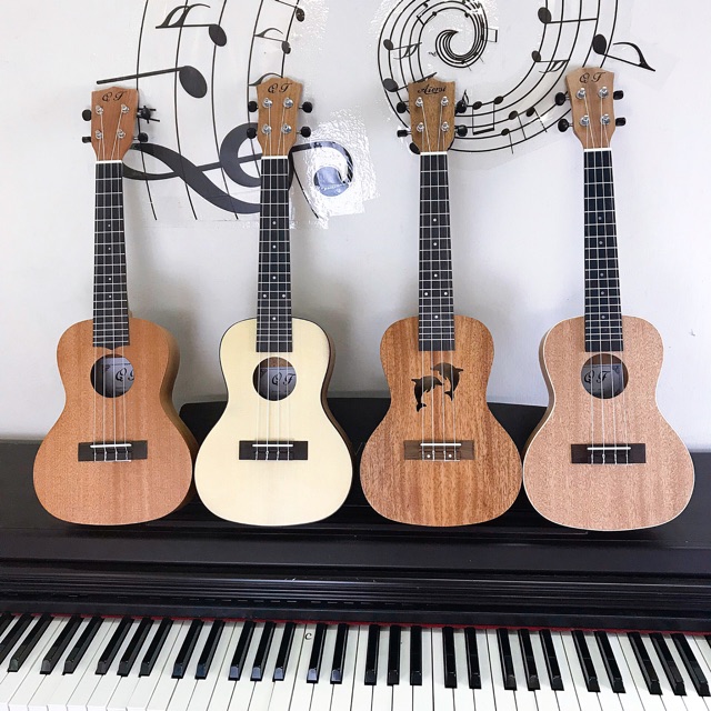 Đàn ukulele concert gỗ mộc size 23 tặng phụ kiện chất lượng