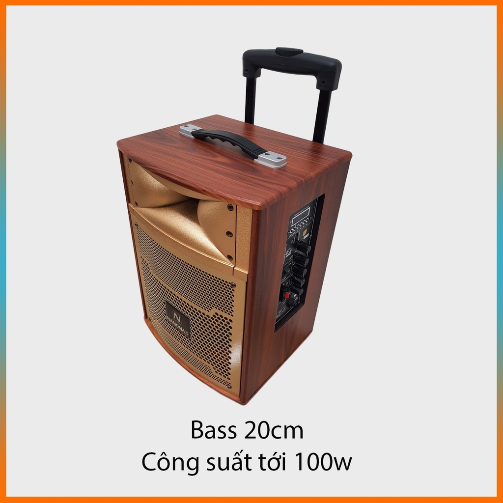 Loa Kéo Karaoke Giá Rẻ | Loa Kéo Nanomax S-8B | Loa Kéo Bluetooth Đọc Được Usb Thẻ Nhớ Công Suất 100W Tay Kéo Vân Gỗ