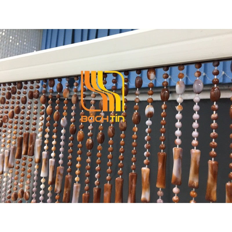 Rèm hạt nhựa,mành rèm cửa hạt nhựa trang trí màu nâu đẹp