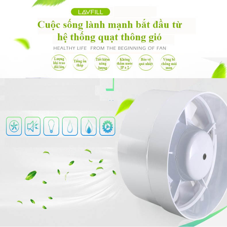 [FREESHIP 99K]_Quạt thông gió đường ống với đường kính phi 100mm LAVFILL LFI-09S