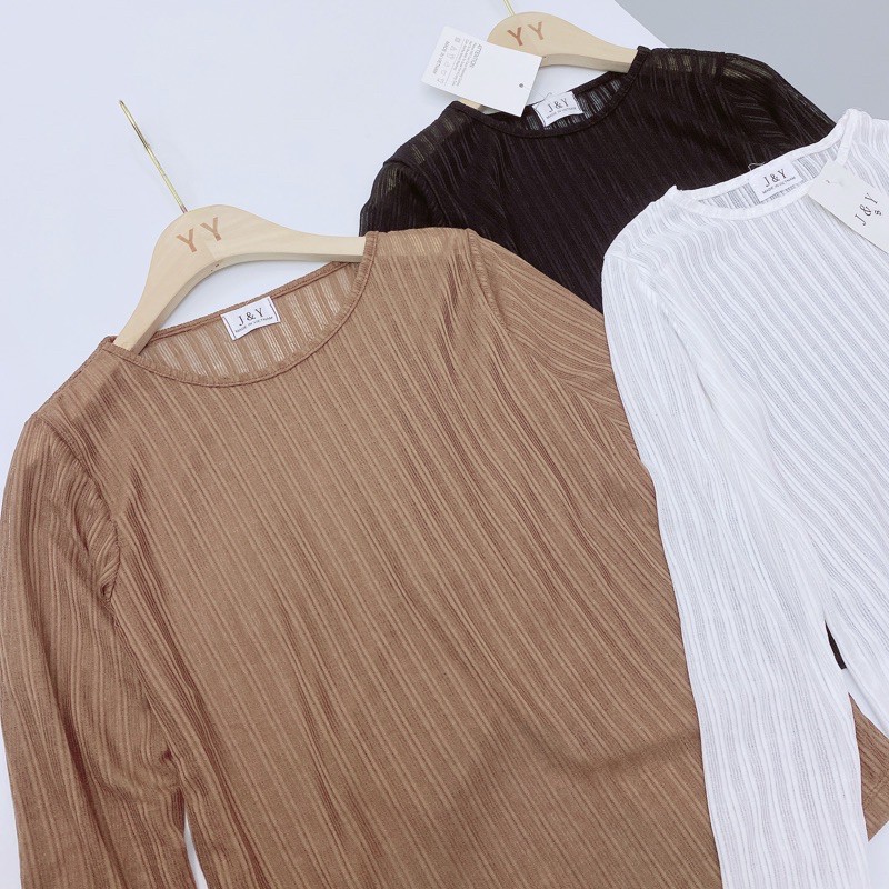 ÁO DÀI TAY LEN TĂM SỌC CỔ TRÒN 3 MÀU | BigBuy360 - bigbuy360.vn