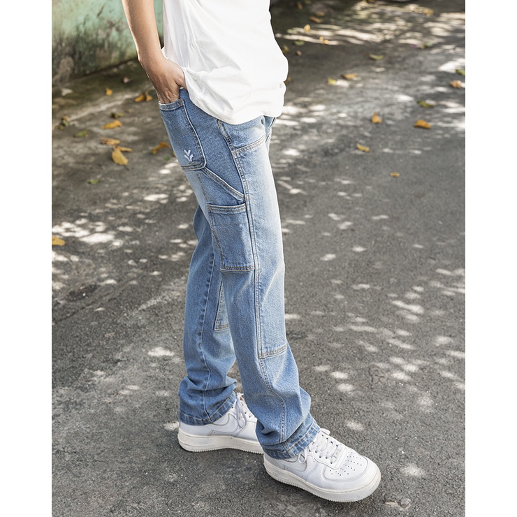 OWL BRAND® DOUBLE KNEE RELAX JEANS - Quần jean dài may đắp Màu Xanh - OWL010921 | BigBuy360 - bigbuy360.vn