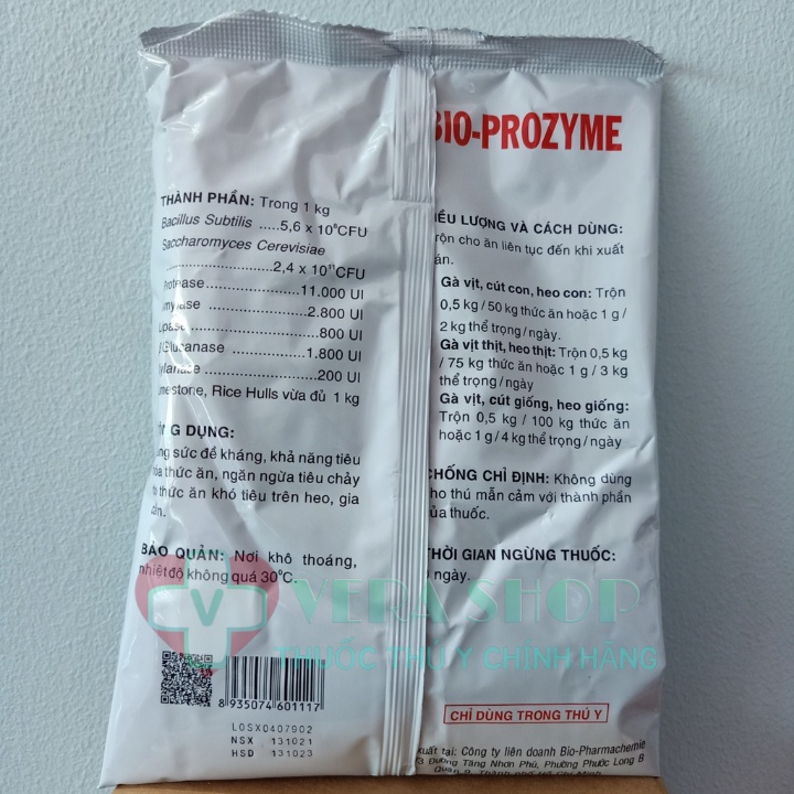 BIO PROZYME 500G - Cung cấp men tiêu hóa và men vi sinh, tăng khả năng tiêu hóa