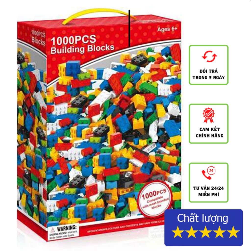 Bộ đồ chơi lắp ghép Lego 1000 hộp đỏ - Bộ đồ chơi xếp hình sáng tạo cho bé từ 6 tuổi