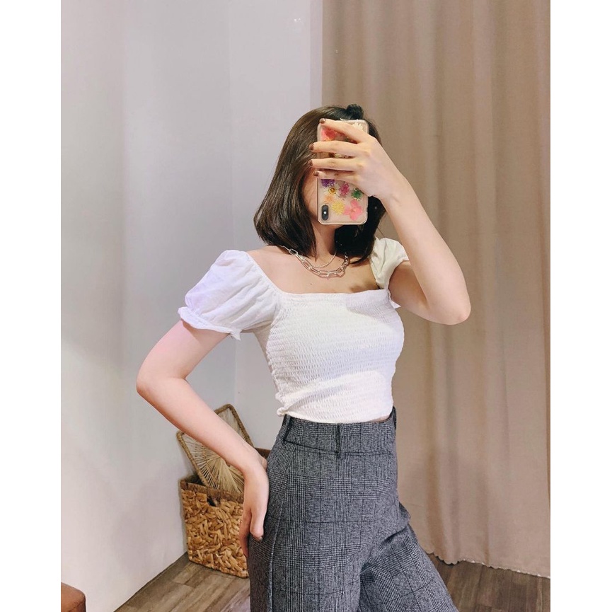 Áo Croptop Nữ BLASHE Smoocking Phồng Tay VNXK