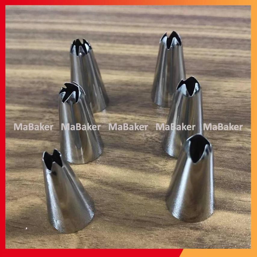 Bộ 6 đui bắt kem inox loại tốt, cao cấp, bền đẹp tặng kèm chốt - MaBaker