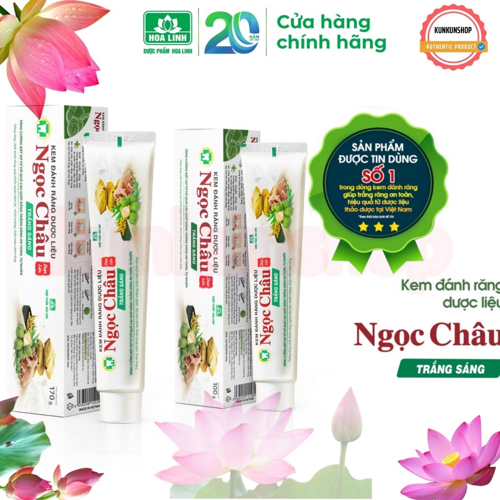 ✔️SALE GIÁ RẺ✔️ Kem đánh răng trắng sáng Ngọc Châu từ thảo dược - Mẫu mới 100g - 170g tẩy trắng răng, giảm sâu răng
