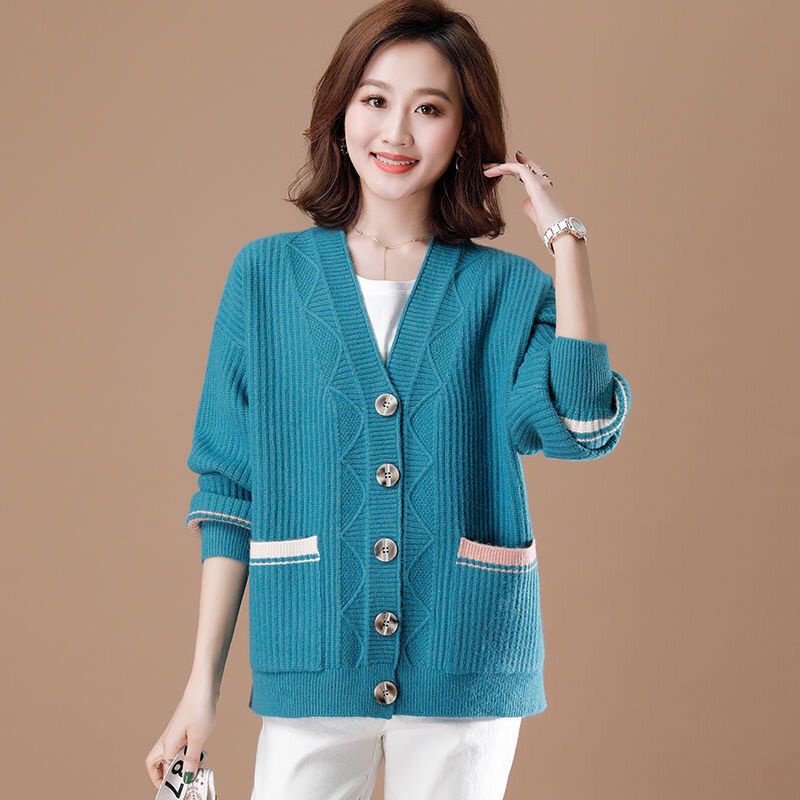 áo khoác len nữ dáng ngắn, áo len cardigan cổ V phong cách Hàn Quốc