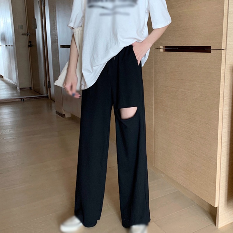Quần Dài Nữ Ống Rộng Lưng Cao Màu Trơn Thời Trang