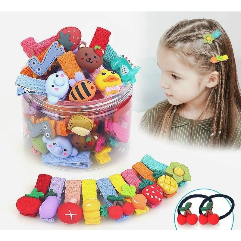 Hộp 22 Kẹp Tóc Nhiều Hình Đáng Yêu Cho Bé Gái #134