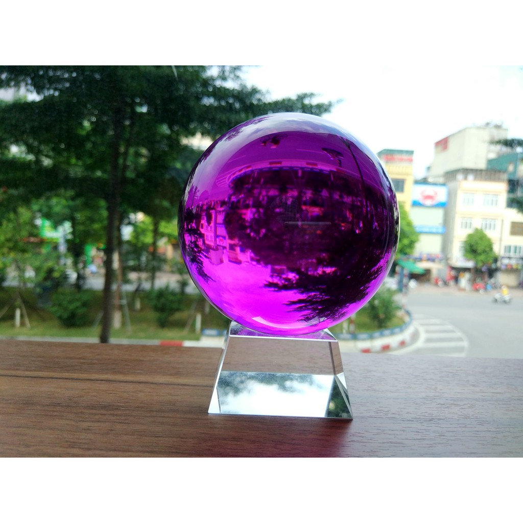 Quả cầu phong thủy pha lê màu tím hợp mệnh thổ, mệnh hỏa size 10cm