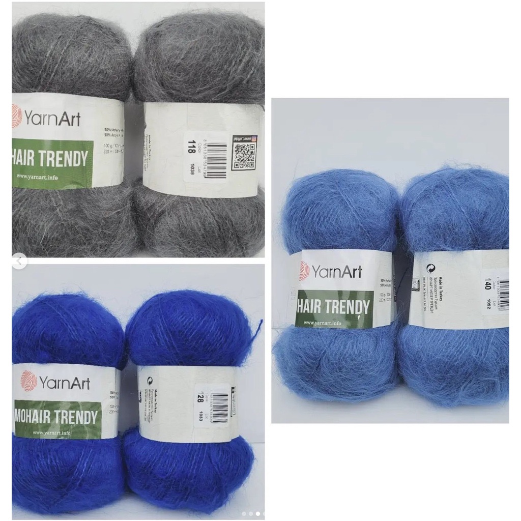 Cuộn len Mohair Trendy màu trơn hãng Yarnart lông siêu mềm mượt, đan móc áo, nón, khăn cực xinh