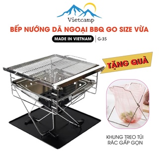 Bếp nướng than hoa VIETCAMP INOX 304 chống gỉ cao cấp dễ dàng xếp gọn tiện lợi (HÀNG XUẤT NHẬT) - G35