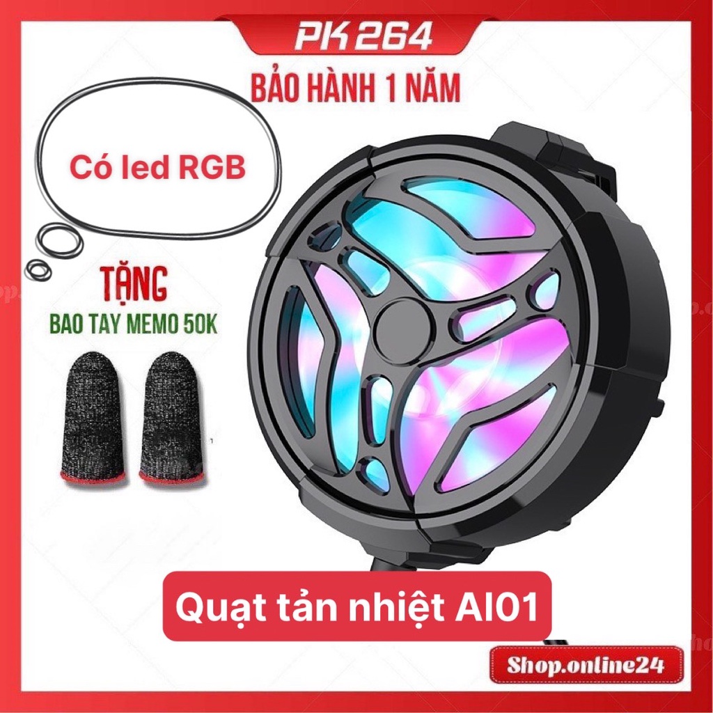 Quạt tản nhiệt AL01 1.2M có đèn RGB Phiên bản mới 2022 không gây tiếng ồn dùng cho các dòng điện thoại di động