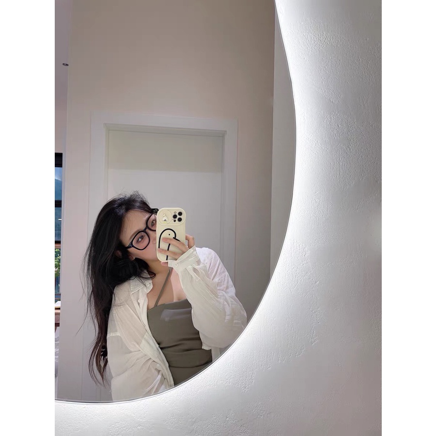 Kính nữ tạo hiệu ứng má hồng gọng đen Kính không độ cute dễ thương dành cho nữ