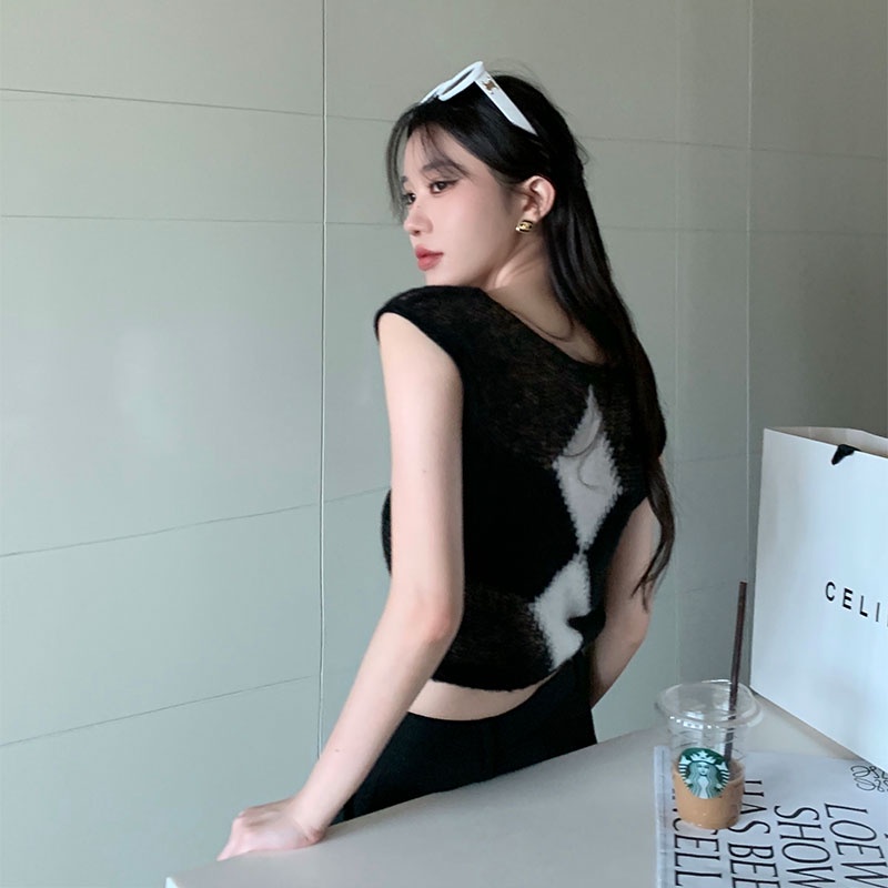 Áo Dệt Kim Không Tay Thiết Kế Mới Thời Trang Dành Cho Nữ