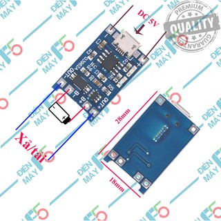 DMF5 Mạch sạc xả 1S 3.6V Li-ion, có giắc sạc micro USB và LED báo sạc