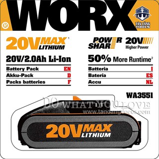 PIN LITHIUM WORX WA3551