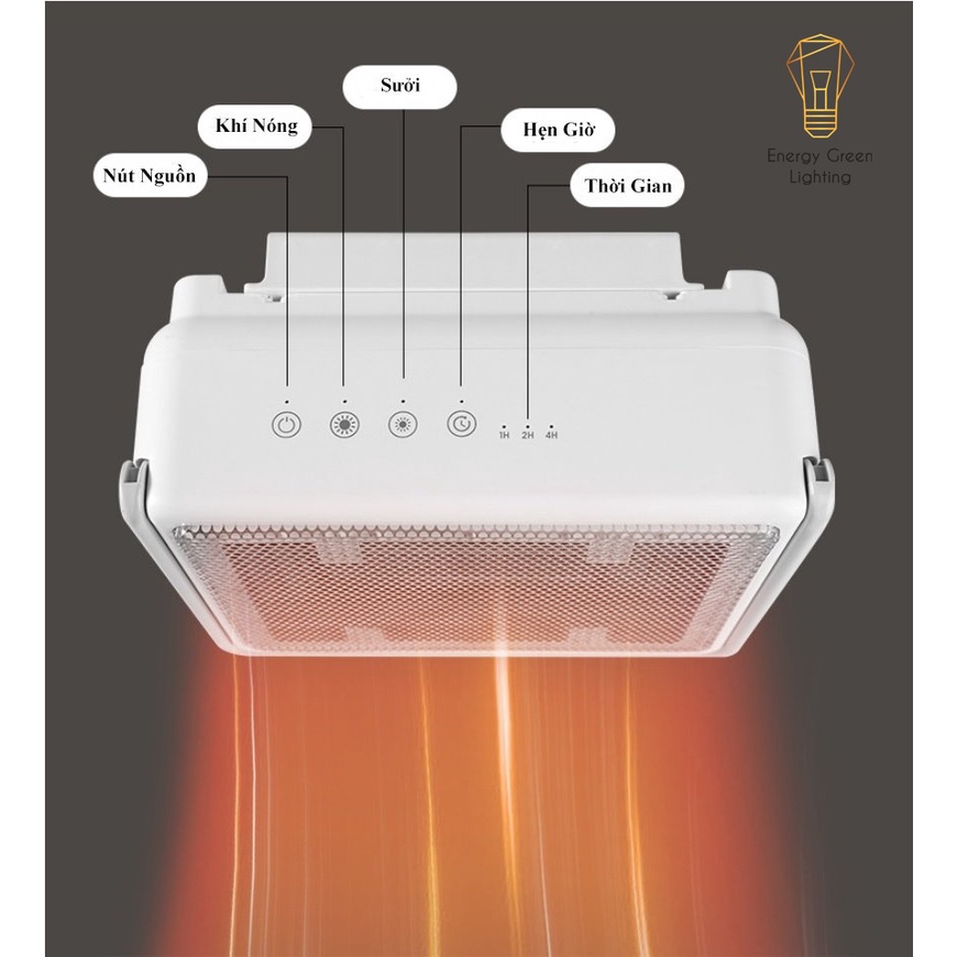 Máy Sưởi Treo Tường Energy Green Lighting Phòng Tắm,Phòng Vệ Sinh,Phòng Khách,Phòng Ngủ C12 - Sưởi Gốm PTC