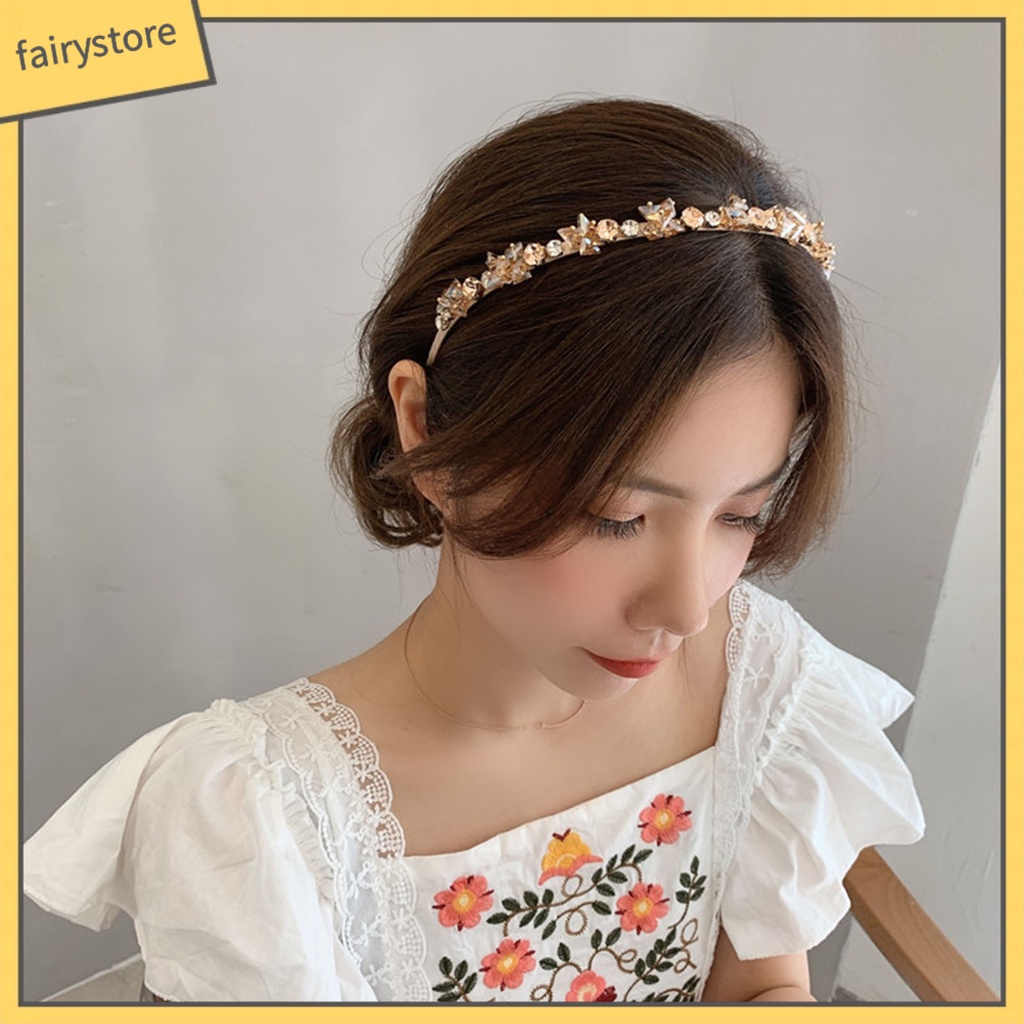 Băng Đô Cài Tóc Đính Pha Lê Giả Lấp Lánh Nhiều Màu Sắc Chống Trượt Có Thể Tái Sử Dụng