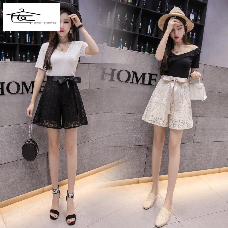 Quần Short Giả Váy Dáng Chữ a Ống Rộng Viền Ren Phong Cách Hàn Quốc Thời Trang Mùa Hè Hàng Mới Dành Cho Bạn Nữ 2022