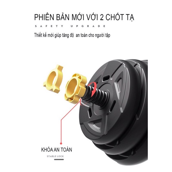 Tạ tay 40KG 2 in 1 kết hợp tạ đẩy tạ đòn, dụng cụ tập gym đa năng,