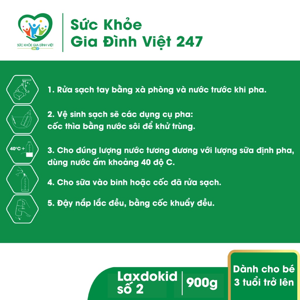 Sữa Laxdokid số 2 - Sữa cao năng lượng cho bé