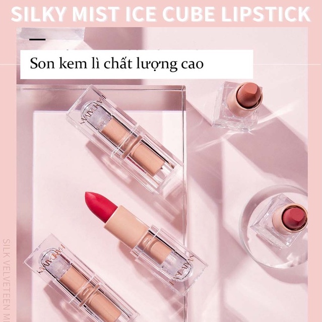 Son Thỏi Lì HANDAIYAN Small Ice Cube Matte Lipstick 12 Màu Nude Bean Pastel Bền Màu Lâu Trôi A2