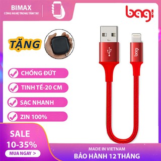 Cáp bọc dù sạc nhanh lightning dài 20cm cao cấp bagi cho iphone/ipad/ipod is20