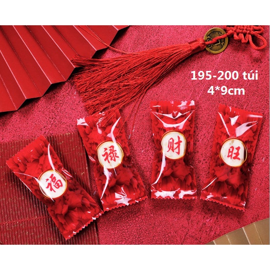 200 Túi kẹo nougat chữ phúc đỏ