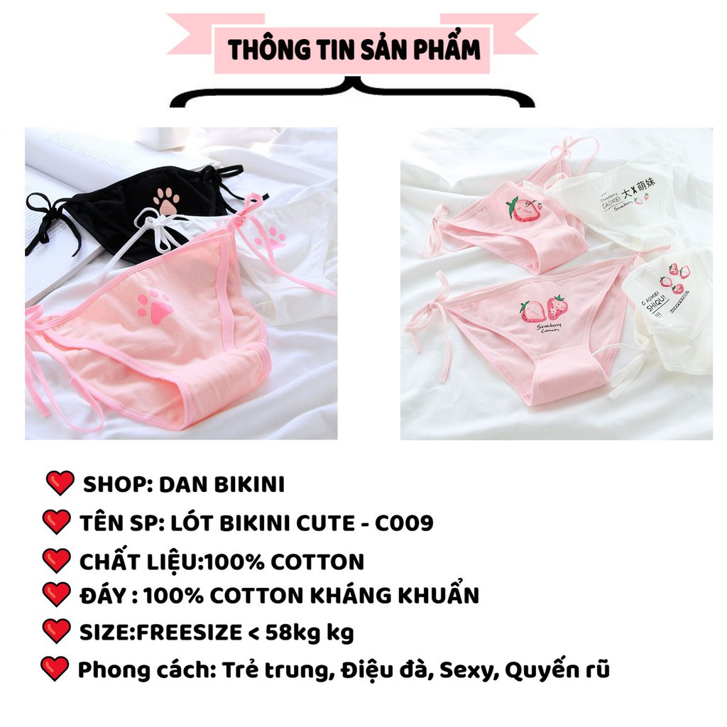 Quần Lót Nữ Cotton Bikini Sexy Cute thiết kế 2 dây buộc hông gợi cảm sexy mã C009