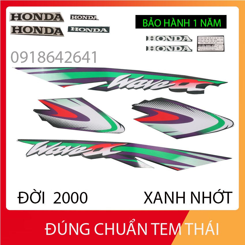 [CHUẨN TEM THÁI] BỘ TEM RỜI 3 LỚP DÁN FULL XE HÀNG XỊN CHO WAVE ANPHA MẪU NHỎ ĐỜI 2000 - MÀU XANH NHỚT