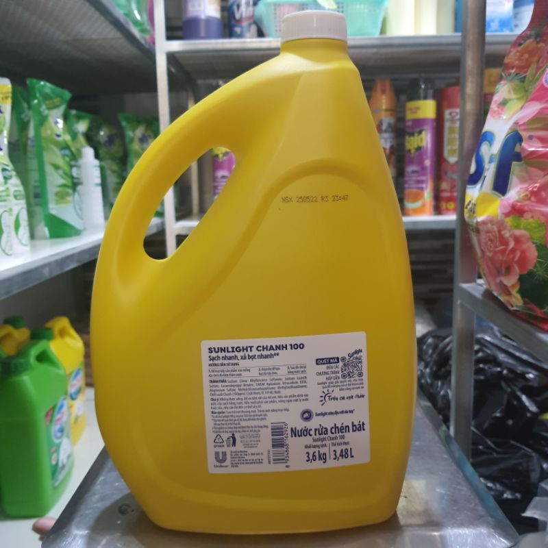 Nước rửa chén Sunlight Chanh 100 chiết xuất chanh tươi 3,6kg