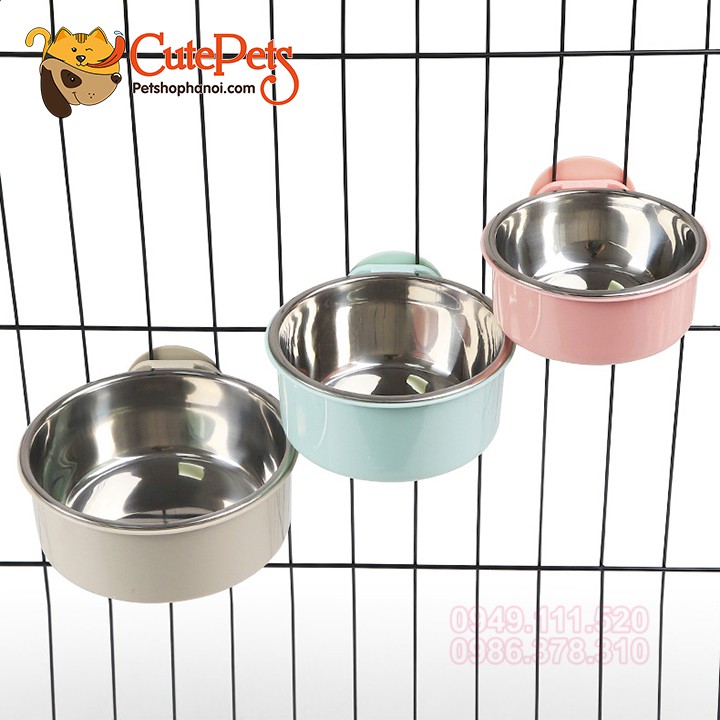 Bát đơn gắn chuồng kèm lõi inox bát cho chó - CutePets