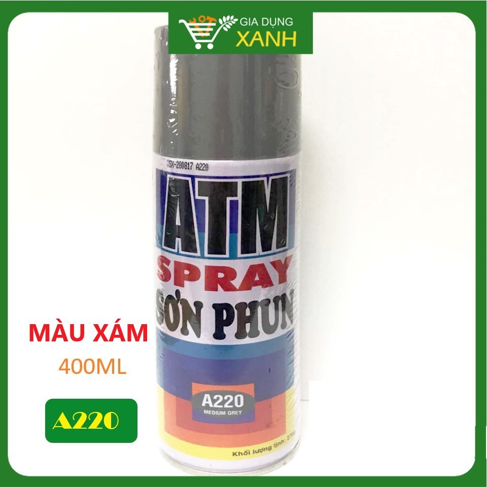 Sơn xịt ATM màu xám trung bình A220, 400ml