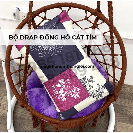 Drap Cotton 100% Thắng Lợi chính hãng Mẫu Đồng Hồ Cát Tím IN LOGO THẮNG LỢI vệ sinh dễ dàng.